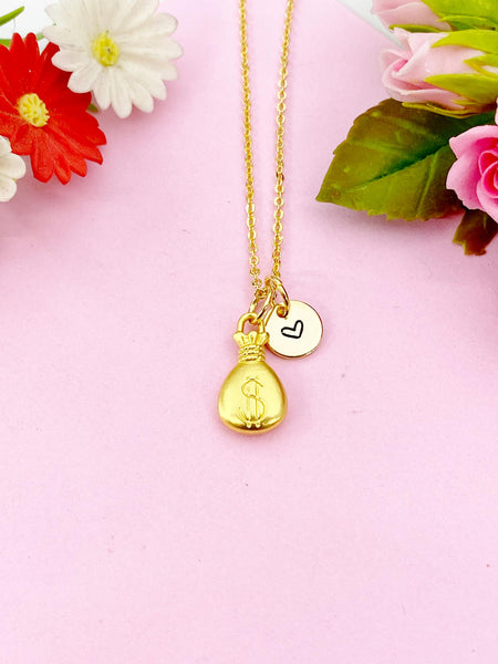 Money Bag Charm Gold Necklace, N6168