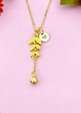 Olive Leaf with Bell Charm Gold Necklace, N6172