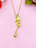 Olive Leaf with Bell Charm Gold Necklace, N6172