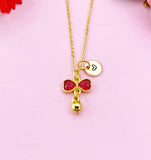 Bowknot with Bell Charm Gold Necklace, N6176