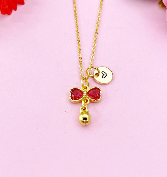 Bowknot with Bell Charm Gold Necklace, N6176
