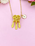 Dreamcatcher Heart Feather Charm Gold Necklace, N6178