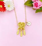 Dreamcatcher Heart Feather Charm Gold Necklace, N6178