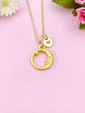 Moon Face Charm Gold Necklace, N6179