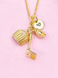 Ingot Dustpan Rake Charm Gold Necklace, N6181
