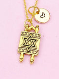 Torah Scroll Star of David Charm Gold Necklace, N6182