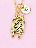 Torah Scroll Star of David Charm Gold Necklace, N6182