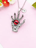 Halloween Red Eye Hand Necklace, Skull Red Eye Hand, Halloween Gift, N6194