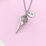 Halloween Raven Bird Skull Necklace, Gothic Jewelry, Halloween Gift, N6195