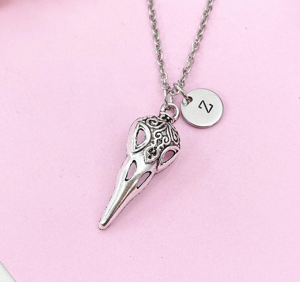 Halloween Raven Bird Skull Necklace, Gothic Jewelry, Halloween Gift, N6195