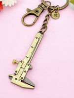 Vernier Caliper Keychain, Bronze or Silver Vernier Caliper Measuring Jewelry Gift, N6198
