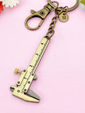 Vernier Caliper Keychain, Bronze Vernier Caliper Measuring Jewelry Gift, N6198