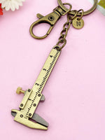 Vernier Caliper Keychain, Bronze Vernier Caliper Measuring Jewelry Gift, N6198