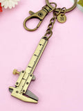 Vernier Caliper Keychain, Bronze or Silver Vernier Caliper Measuring Jewelry Gift, N6198