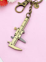 Vernier Caliper Keychain, Bronze Vernier Caliper Measuring Jewelry Gift, N6198
