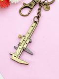 Vernier Caliper Keychain, Bronze or Silver Vernier Caliper Measuring Jewelry Gift, N6198