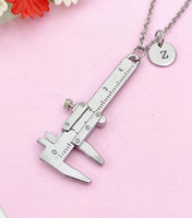 Vernier Caliper Charm Silver Necklace, Vernier Caliper Jewelry Gift, N6199