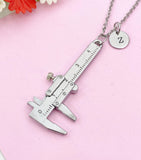 Vernier Caliper Charm Silver Necklace, Vernier Caliper Jewelry Gift, N6199