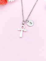 Ankh Egypt Cross Charm Silver Necklace, Ankh Egypt Cross  Jewelry Gift, N6200
