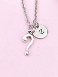 Curious Necklace, Question Mark Punctuation Charm Silver Necklace, Question Mark Curious Jewelry Gift, N6202