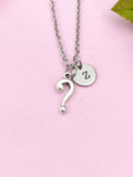 Curious Necklace, Question Mark Punctuation Charm Silver Necklace, Question Mark Curious Jewelry Gift, N6202