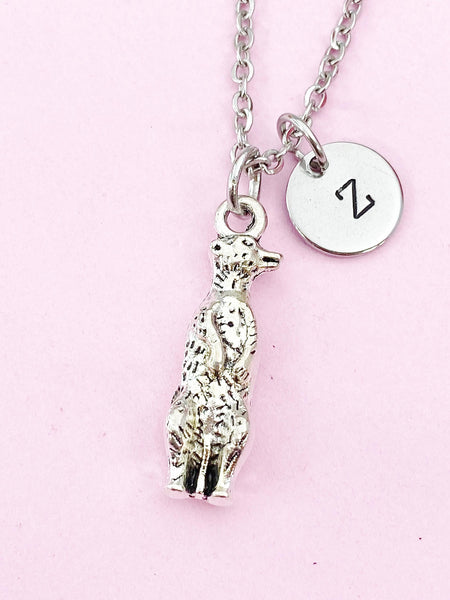 Meerkat Charm Silver Necklace, Animal Meerkat Jewelry Gift, N6203