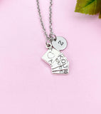 Poker Playing Cards Charm Silver Necklace, Poker Playing Cards Jewelry Gifts, N6210