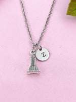 Skyscraper Building Tower Mansion Charm Silver Necklace, N6211