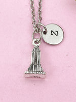 Skyscraper Building Tower Mansion Charm Silver Necklace, N6211