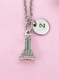 Skyscraper Building Tower Mansion Charm Silver Necklace, N6211