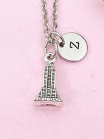 Skyscraper Building Tower Mansion Charm Silver Necklace, N6211