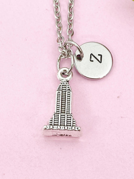 Skyscraper Building Tower Mansion Charm Silver Necklace, N6211