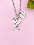 Knife and Fork Charm Silver Necklace, N6212