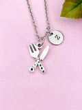 Knife and Fork Charm Silver Necklace, N6212