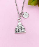 Building Tower Mansion Charm Silver Necklace, N6213