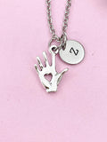 Hand with Heart Charm Silver Necklace, N6215
