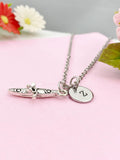 Crew Oar Boat Charm Silver Necklace, Rowing Crew Gifts, N6219S