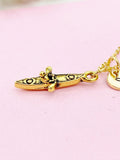 Crew Oar Boat Charm Gold Necklace, Rowing Crew Gifts, N6219G