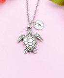 Sea Turtle Charm Silver Necklace, N6228