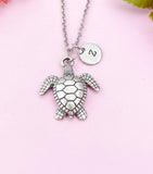 Sea Turtle Charm Silver Necklace, N6228