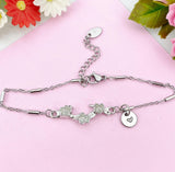 Cherry Blossom Charm Silver Bracelet, Flower Branch, Plum Blossom, N6230