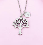 Tree with Heart leaf Charm Silver Necklace, N6233