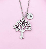 Tree with Heart leaf Charm Silver Necklace, N6233