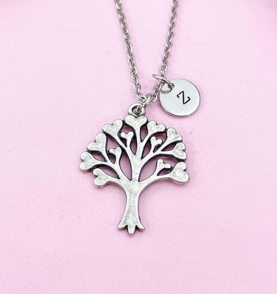 Tree with Heart leaf Charm Silver Necklace, N6233