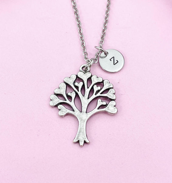 Tree with Heart leaf Charm Silver Necklace, N6233