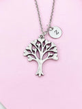 Tree with Heart leaf Charm Silver Necklace, N6233