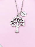 Tree with Heart leaf Charm Silver Necklace, N6233