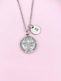 Saint Benedict Medal Charm Silver Necklace, N6234