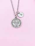 Saint Benedict Medal Charm Silver Necklace, N6234