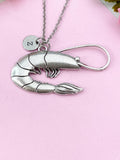 Shrimp Charm Silver Necklace, Large Shrimp Jewelry Gift, N6235